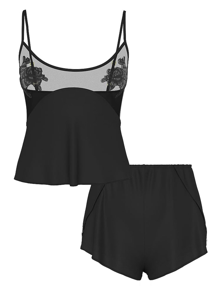 Victoria's Secret Black Rose Sheer Rose Satin Cami Set - Image 4 of 4