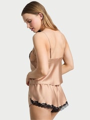 Victoria's Secret Praline Nude Sheer Rose Satin Cami Set - Image 2 of 3