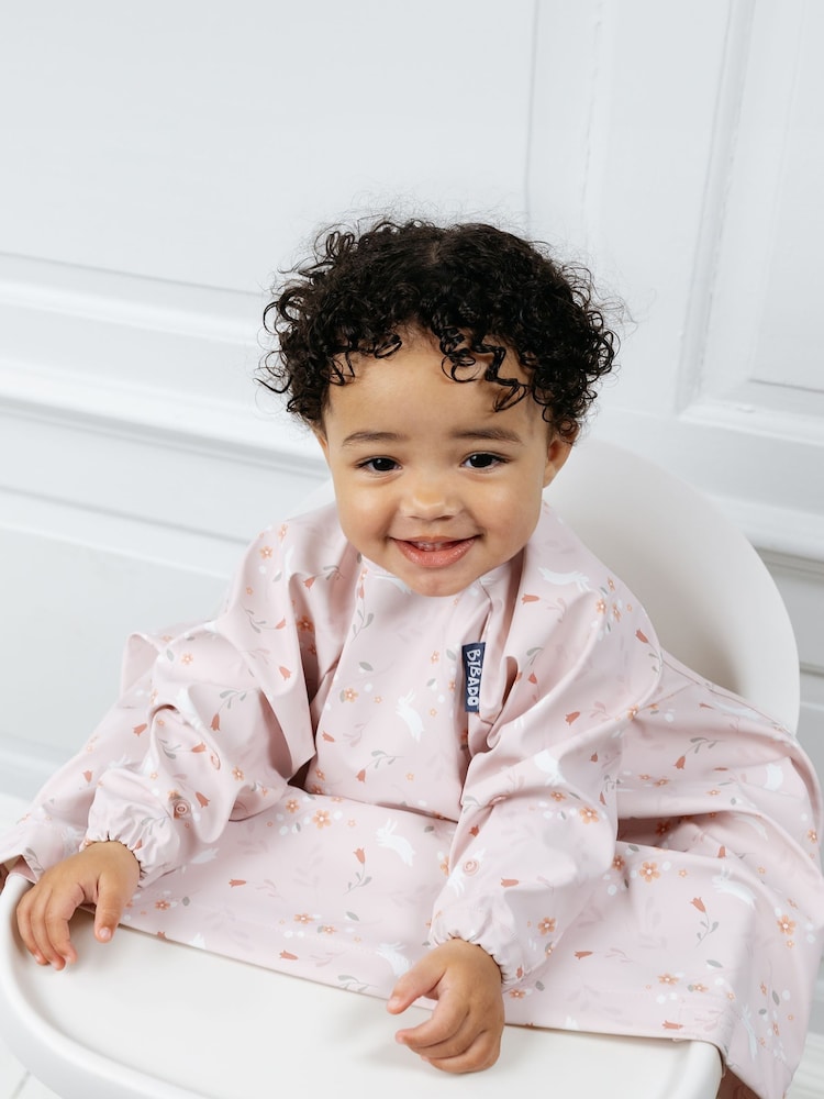 Bibado Pink Coverall Weaning Bib - Botanical Bunnies - Image 1 of 6