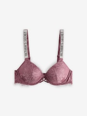 Victoria's Secret Purple Vapor Add 2 Cups Push Up Lace Shine Strap Bombshell Bra - Image 1 of 4