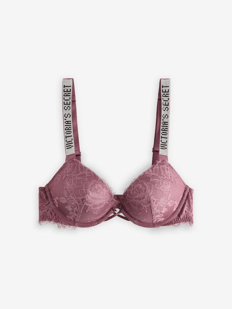 Victoria's Secret Purple Vapor Add 2 Cups Push Up Lace Shine Strap Bombshell Bra - Image 1 of 4