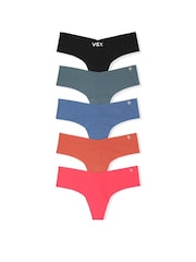 Victoria's Secret Black/Grey/Blue/Orange/Pink Thong 5 Pack Knickers - Image 1 of 3