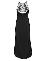 Victoria's Secret Black Sheer Rose Satin High Neck Long Slip Dress - Image 4 of 4