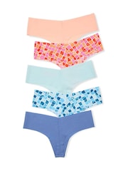 Victoria's Secret Nude/Pink/Blue Thong 5 Pack Knickers - Image 2 of 2