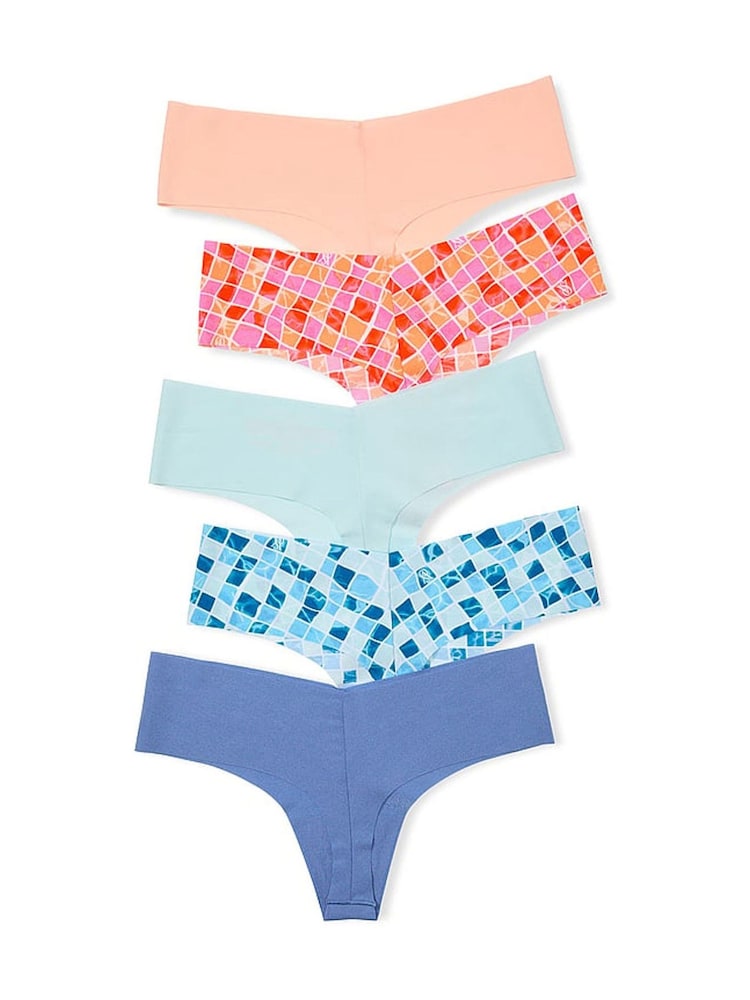 Victoria's Secret Nude/Pink/Blue Thong 5 Pack Knickers - Image 2 of 2
