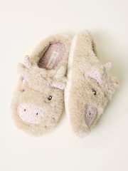 FatFace Hettie Natural Highland Cow Novelty Slippers - Image 3 of 3
