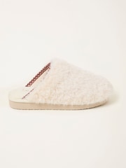 FatFace Chessie Ivory Borg Embroidered Mule - Image 1 of 3