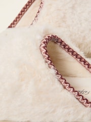 FatFace Chessie Ivory Borg Embroidered Mule - Image 2 of 3
