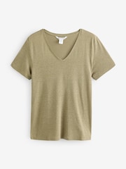 Athleta Green Getaway Linen Blend V-Neck Tee - Image 1 of 4