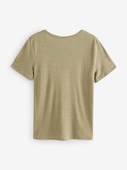 Athleta Green Getaway Linen Blend V-Neck Tee - Image 2 of 4