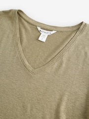 Athleta Green Getaway Linen Blend V-Neck Tee - Image 4 of 4