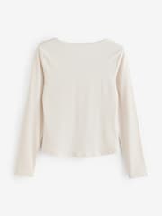 Athleta Cream Signature Rib Square Neck Top - Image 2 of 4
