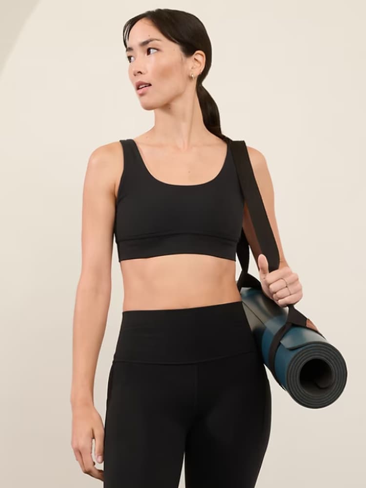 Athleta Black Breathe Rib Longline Bra A-C - Image 1 of 2