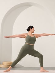 Athleta Green Black Elation High Waisted 3/4 Leggings - Image 1 of 2