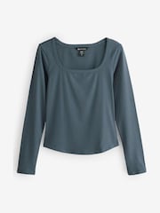 Athleta Grey Signature Rib Square Neck Top - Image 1 of 4