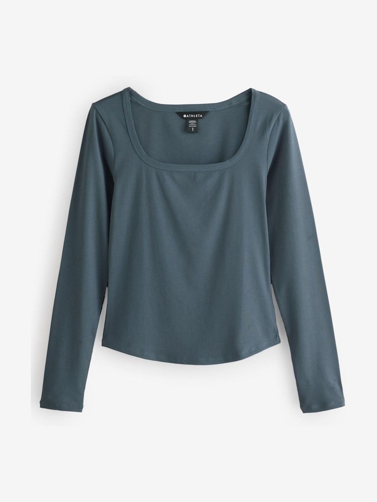 Athleta Grey Signature Rib Square Neck Top - Image 1 of 4