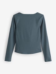 Athleta Grey Signature Rib Square Neck Top - Image 2 of 4