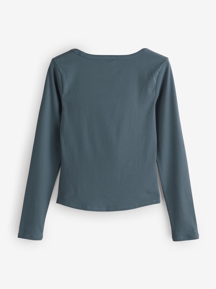 Athleta Grey Signature Rib Square Neck Top - Image 2 of 4