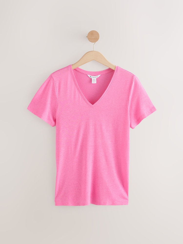Rosa - Camiseta básica con cuello en pico de Athleta - Imagen 1 de 4