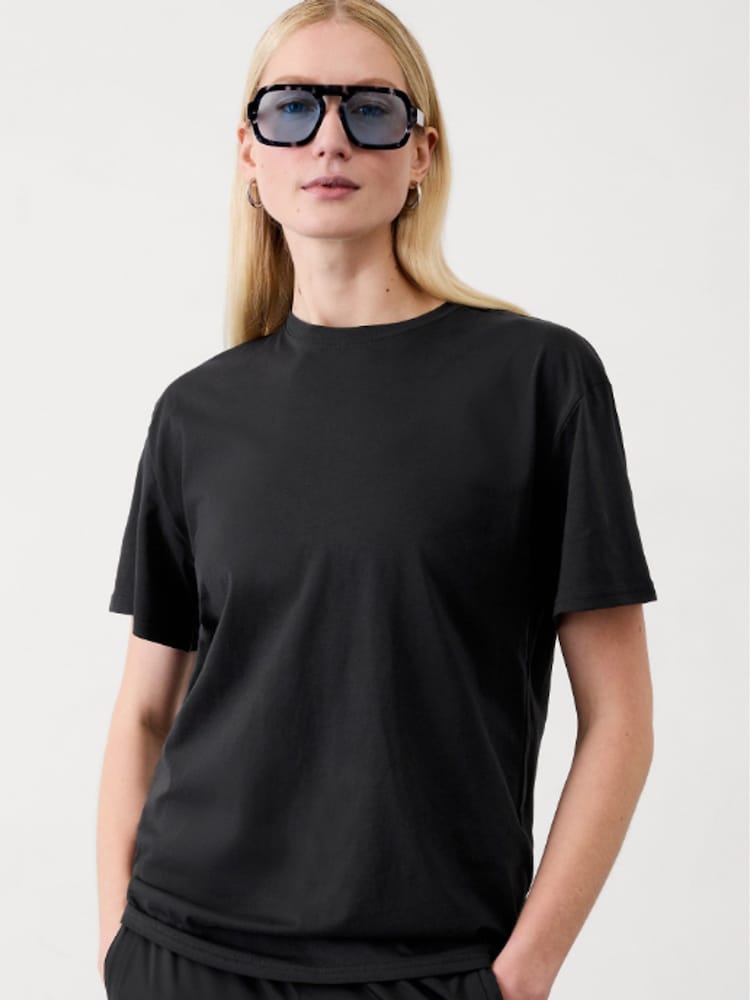 Athleta Black Short Sleeve True Cotton T-Shirt - Image 1 of 2