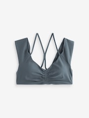 Athleta Grey Gathered Built-In Bra Crop T-Shirt - Image 1 of 4