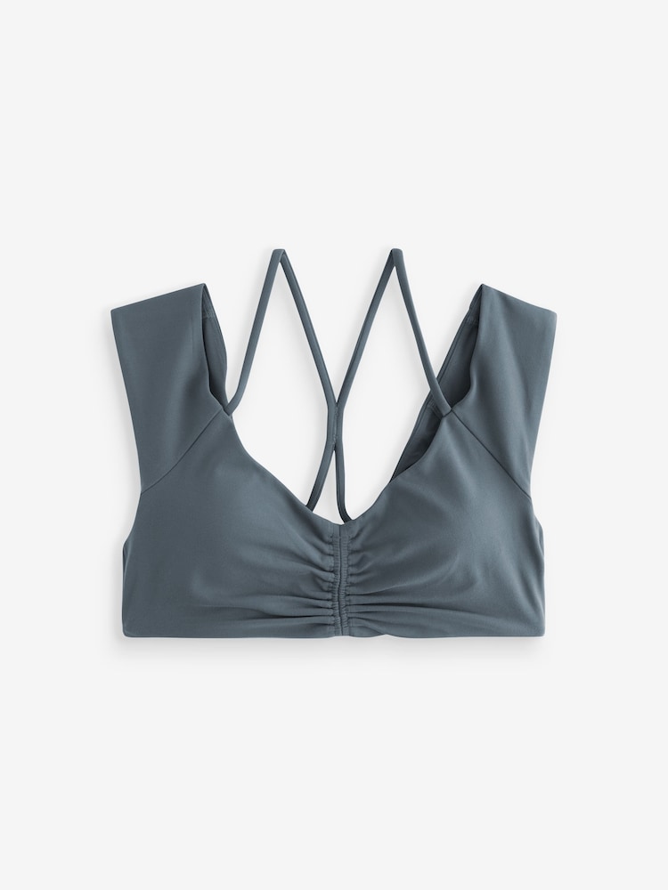 Athleta Grey Gathered Built-In Bra Crop T-Shirt - Image 1 of 4