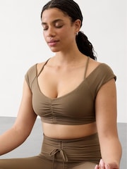 Athleta Brown Cinch Built In Bra Top - Image 1 of 2