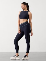 Athleta Navy Blue Pacesetter Ultra High Waisted 7/8 Stripe Leggings - Image 1 of 1