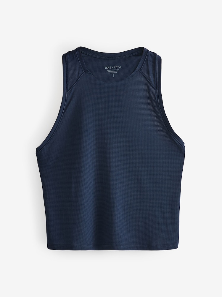 Athleta Navy/Blue Grid Knit Tank Top - Image 1 of 4
