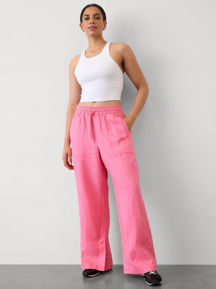 Pink - Athleta – Retreat – Leinenhose mit hohem Bund und weitem Bein - Image 3 of 5