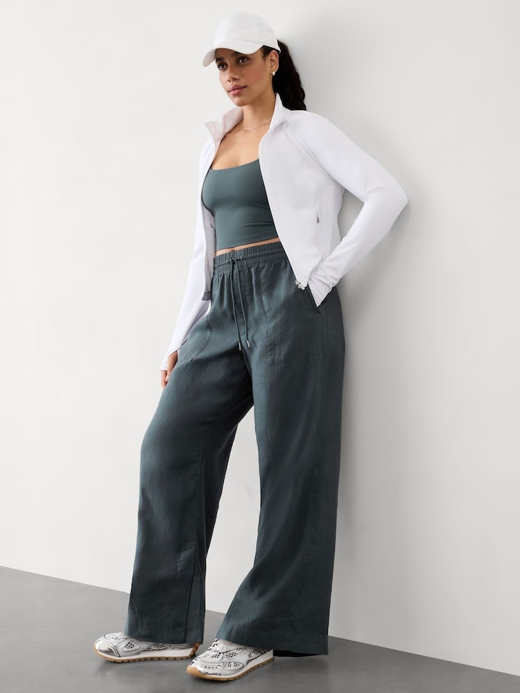 Athleta Grey Retreat Linen High Waisted Wide Leg trousers - Image 2 of 5