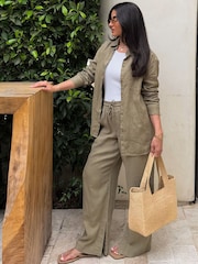 Athleta Green Retreat Linen High Waisted Wide Leg trousers - Image 1 of 5