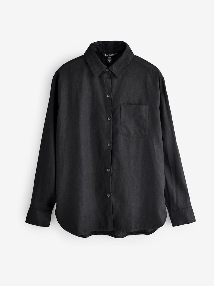 Athleta Black Retreat Linen Shirts - Image 1 of 4