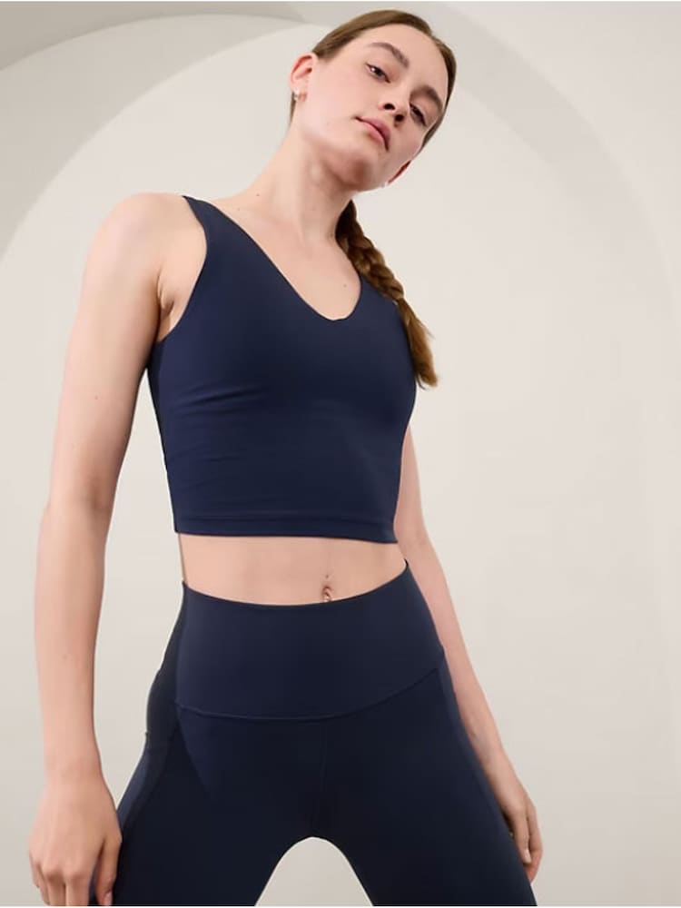 Athleta Navy Blue Transcend V-Neck Crop Bra A-C - Image 1 of 5