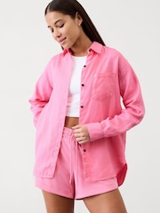 Athleta Pink Retreat Linen Top - Image 1 of 5