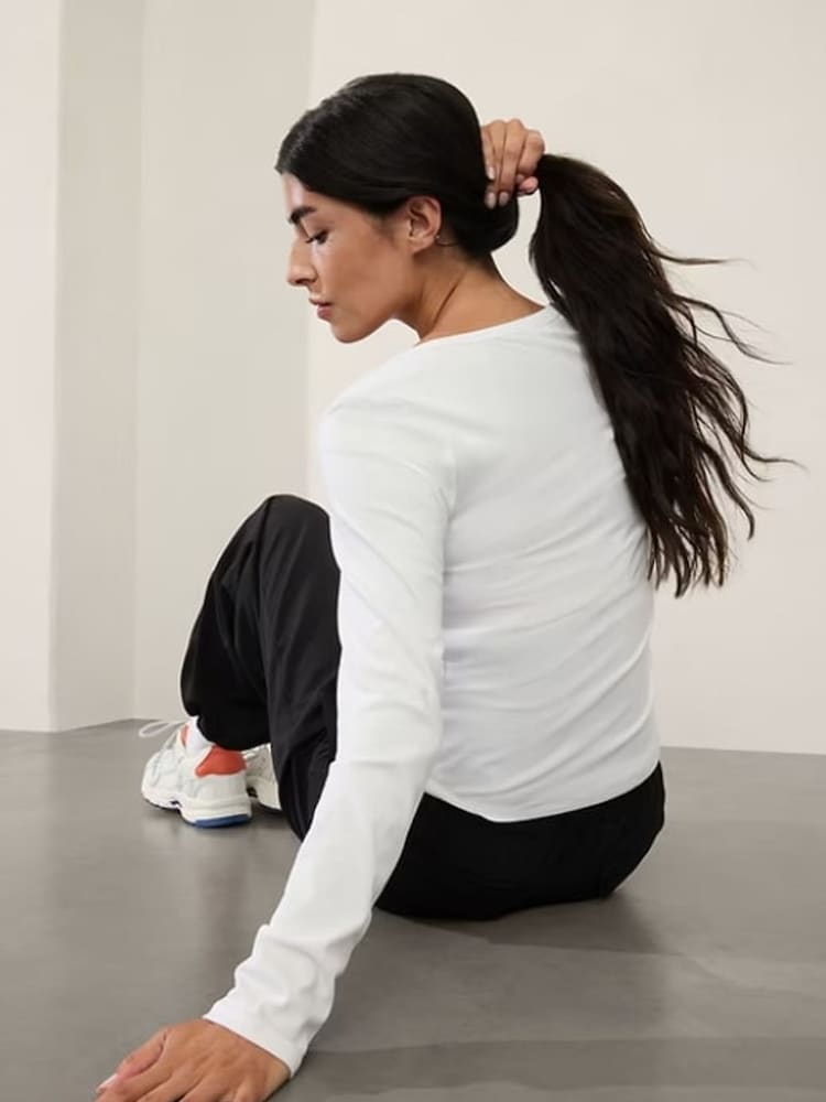 Athleta White Signature Rib Square Neck Top - Image 2 of 2