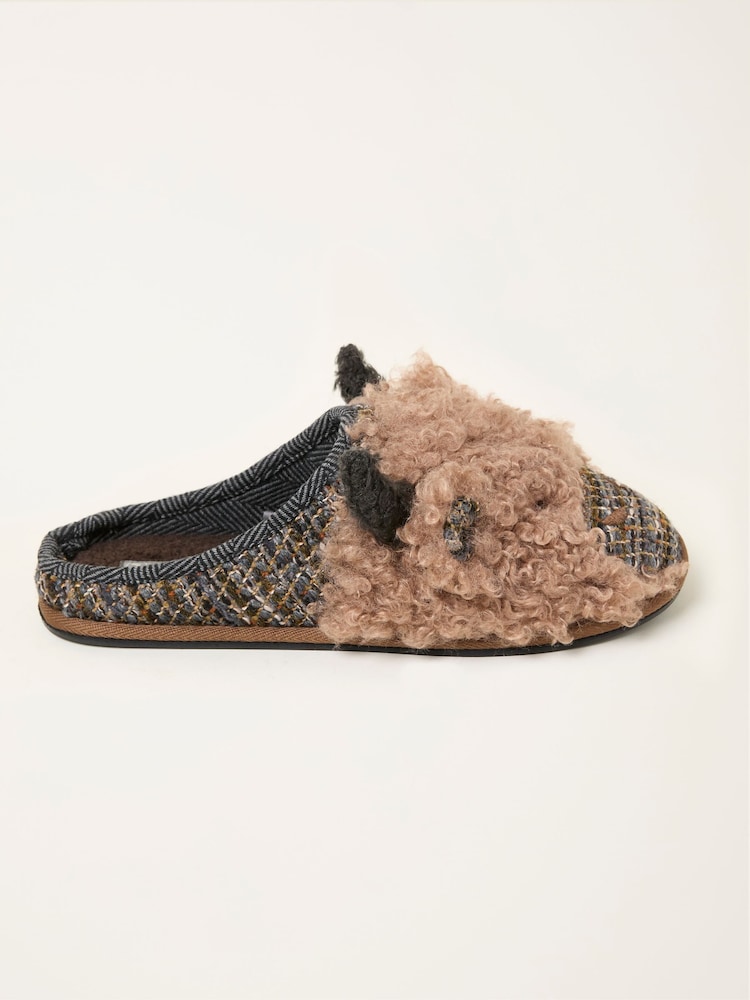 FatFace Hamish Brown Cow Slipper - Image 1 of 3