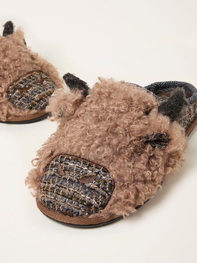 FatFace Hamish Brown Cow Slipper - Image 2 of 3