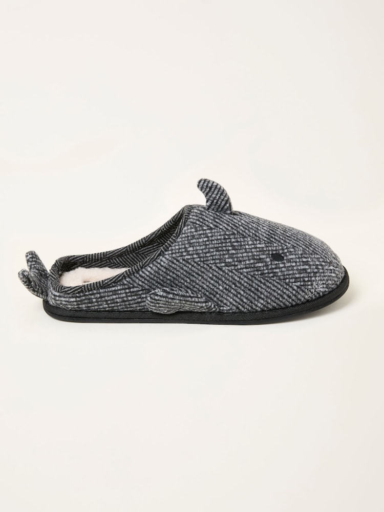 FatFace Savage Grey Shark Novelty Slipper - Image 1 of 3
