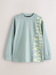 Baker by Ted Baker Khaki Green Stone Long Sleeve Graphic Print T-Shirts 3 Pack - Slika 2 iz 9