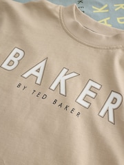 Baker by Ted Baker Khaki Green Stone Long Sleeve Graphic Print T-Shirts 3 Pack - Slika 7 iz 9