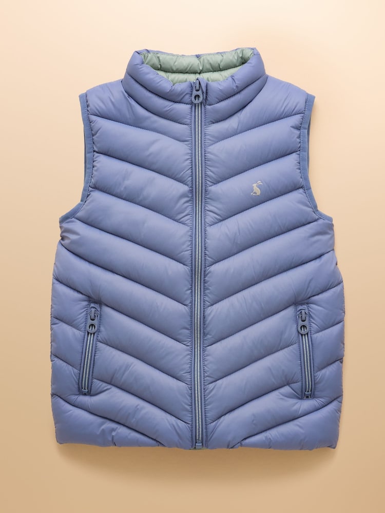 Joules Girls' Crofton Gilet Blue Showerproof Padded Gilet - Image 1 of 6