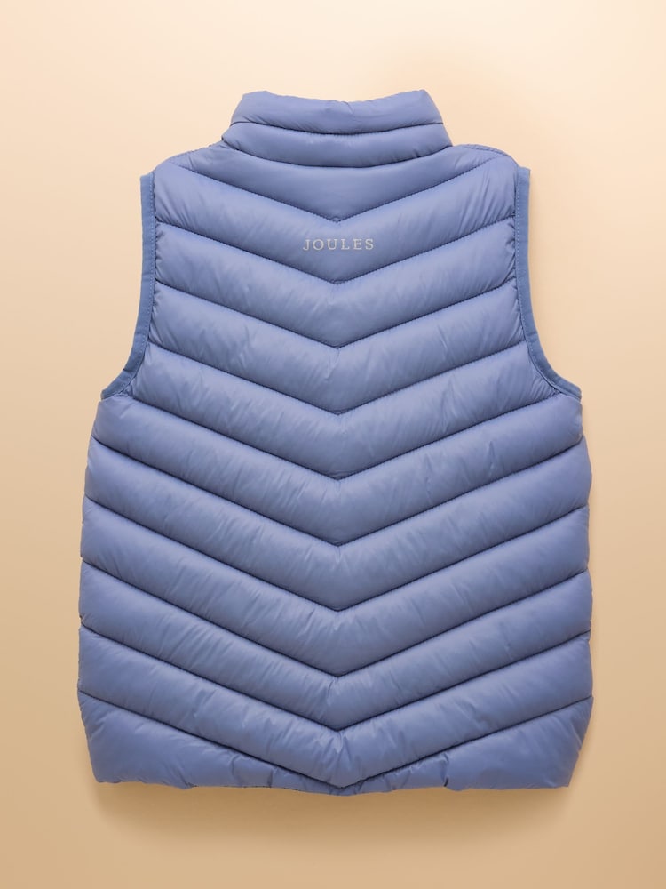 Joules Girls' Crofton Gilet Blue Showerproof Padded Gilet - Image 2 of 6