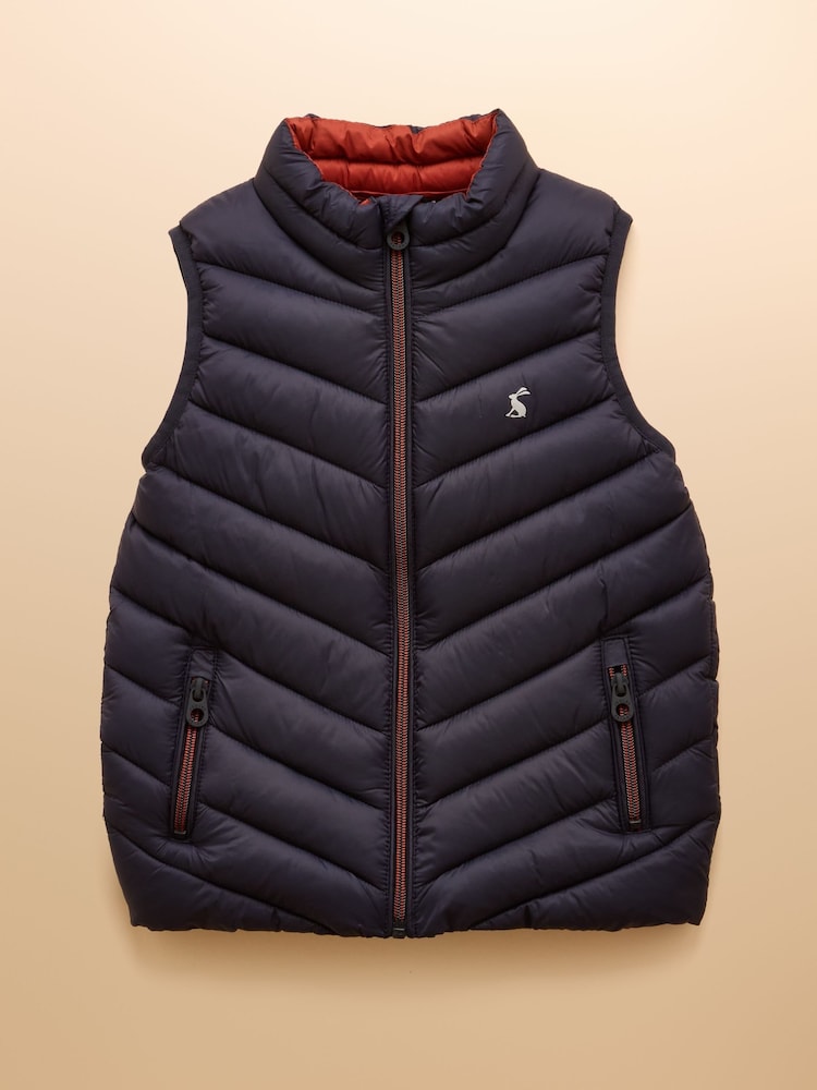 Joules Kids' Crofton Gilet Navy Blue Showerproof Padded Gilet - Image 1 of 6