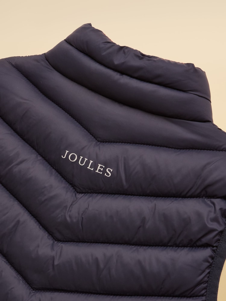 Joules Kids' Crofton Navy Blue Showerproof Padded Zip Up Gilet - Image 7 of 7