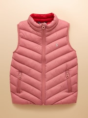 Joules Girls' Crofton Gilet Pink Showerproof Padded Gilet - Image 1 of 6