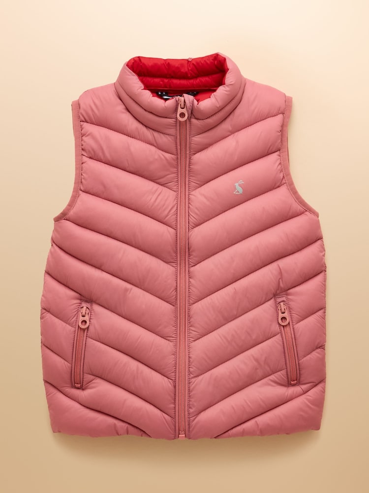 Joules Girls' Crofton Gilet Pink Showerproof Padded Gilet - Image 1 of 6