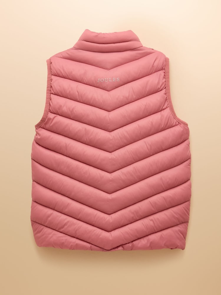 Joules Girls' Crofton Gilet Pink Showerproof Padded Gilet - Image 2 of 6