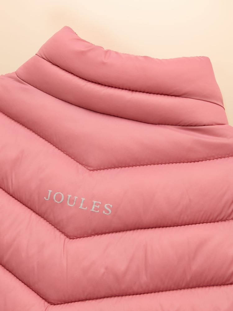 Joules Girls' Crofton Gilet Pink Showerproof Padded Gilet - Image 6 of 6