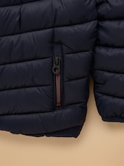Joules Kids' Cairn Navy Showerproof Padded Coat - Image 4 of 5